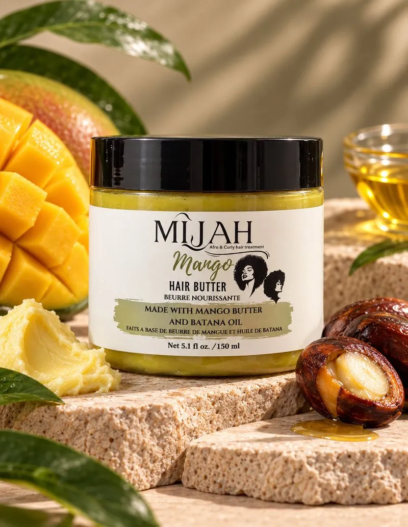Beurre capillaire Mango MÎJAH 150 ml avec mangue fraîche et noix de batana